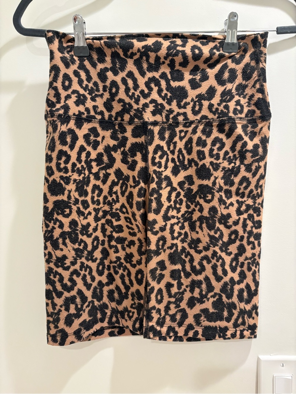 Women’s Leopard Print High-Waist Biker Shorts - Black on Tan
